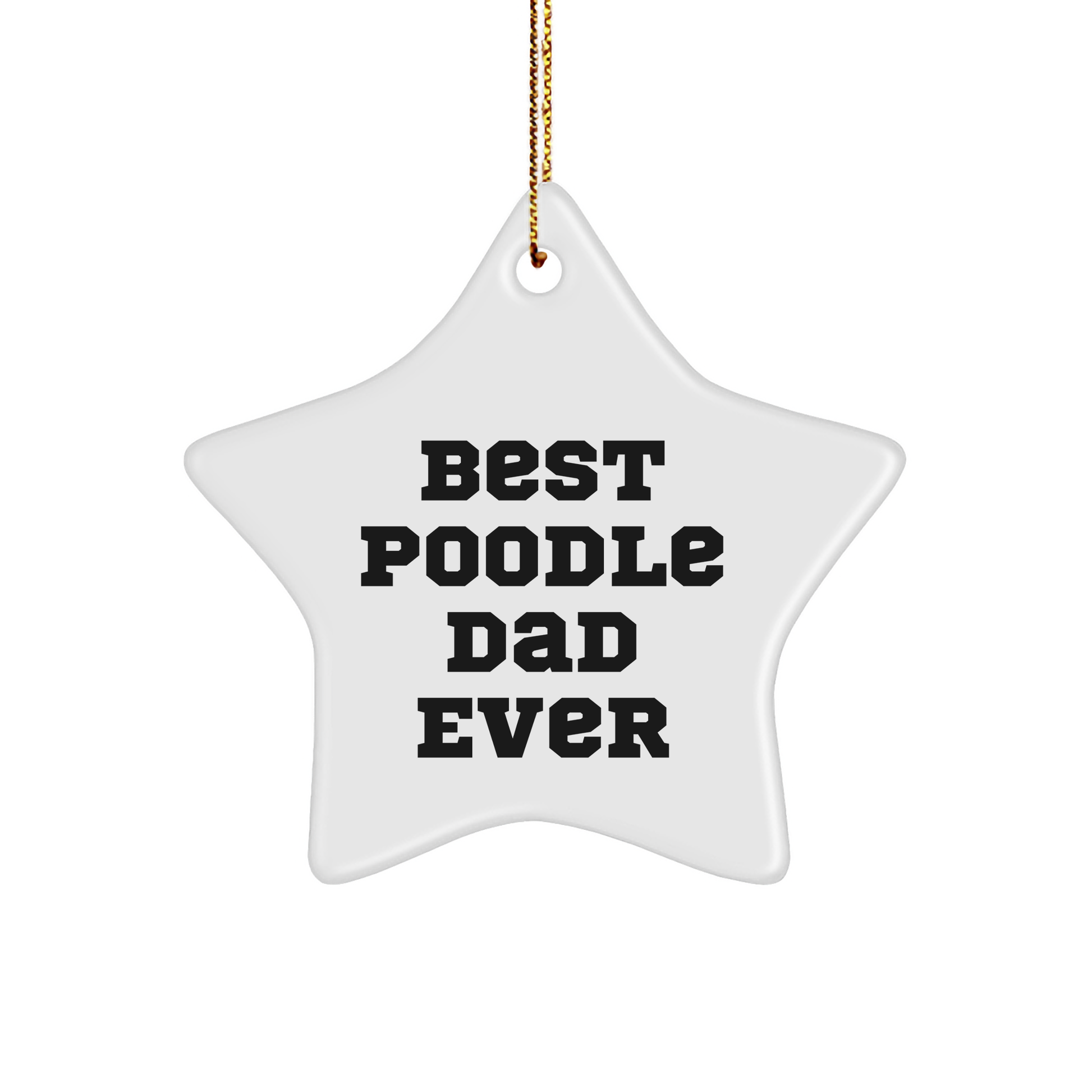 Funny Poodle Dad Gifts, Best Poodle Dad Ever Star Ornament for Christmas Unique Gifts from Men to Family and Friends - Image 1