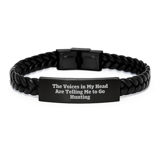 Funny Hunting Quote Interlaced Leather Bracelet Gifts for Men from Friends for Graduation Unique Presents - Image 1