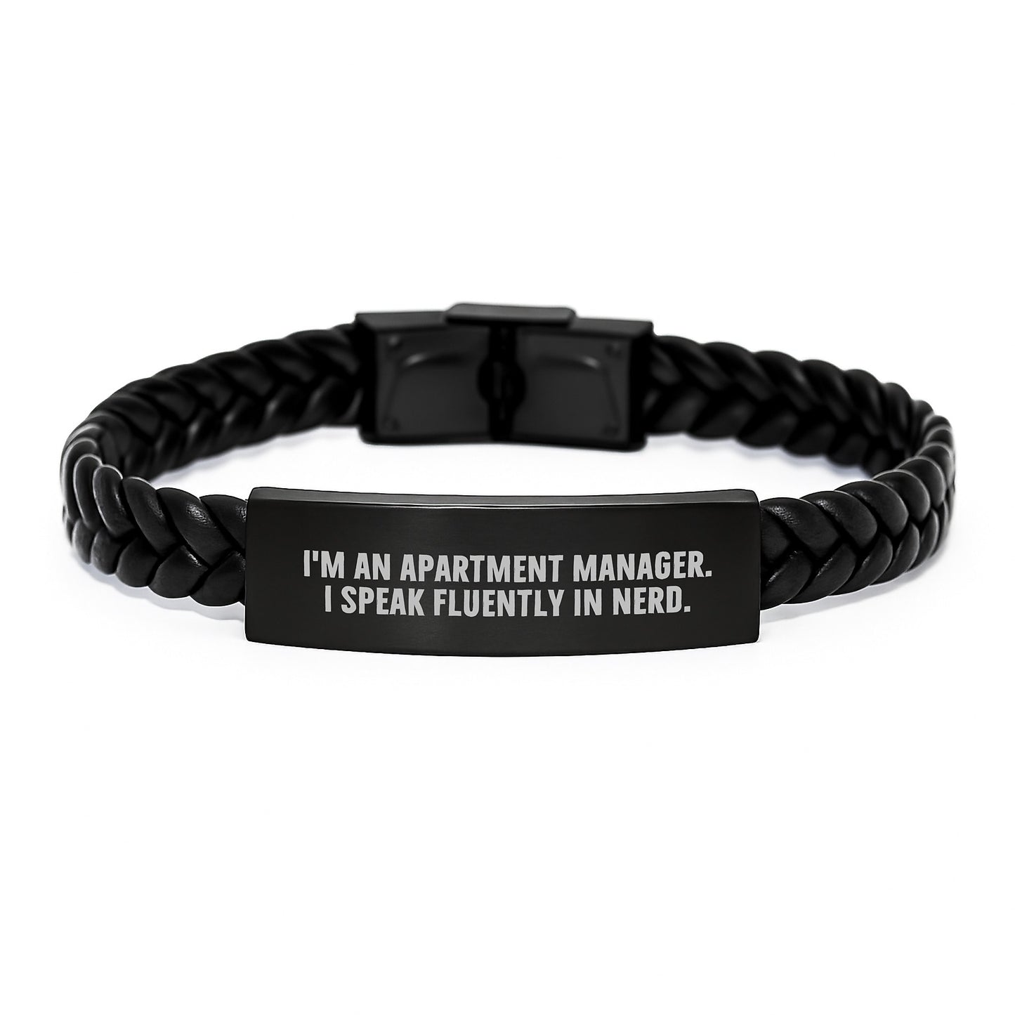 Apartment Manager Gifts for Men - Funny Quote Interlaced Leather Bracelet, Graduation Unique Gifts from Friends, Durable Stainless Steel and PU Leather, Inspired for Apartment Professionals - Image 1
