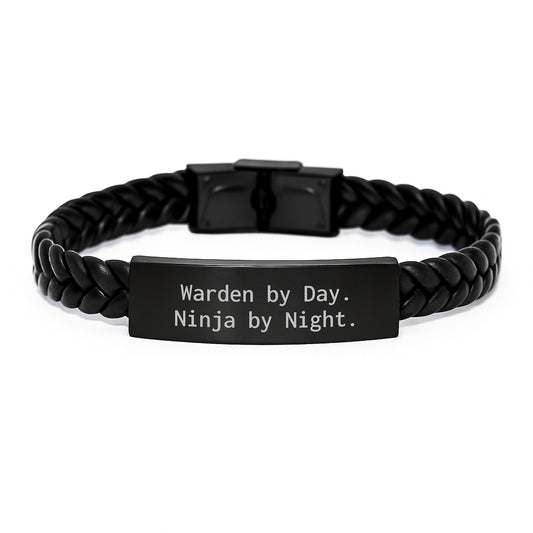 Warden Interlaced Leather Bracer Gifts from Friends, Warden Birthday Unique Presents - Image 1