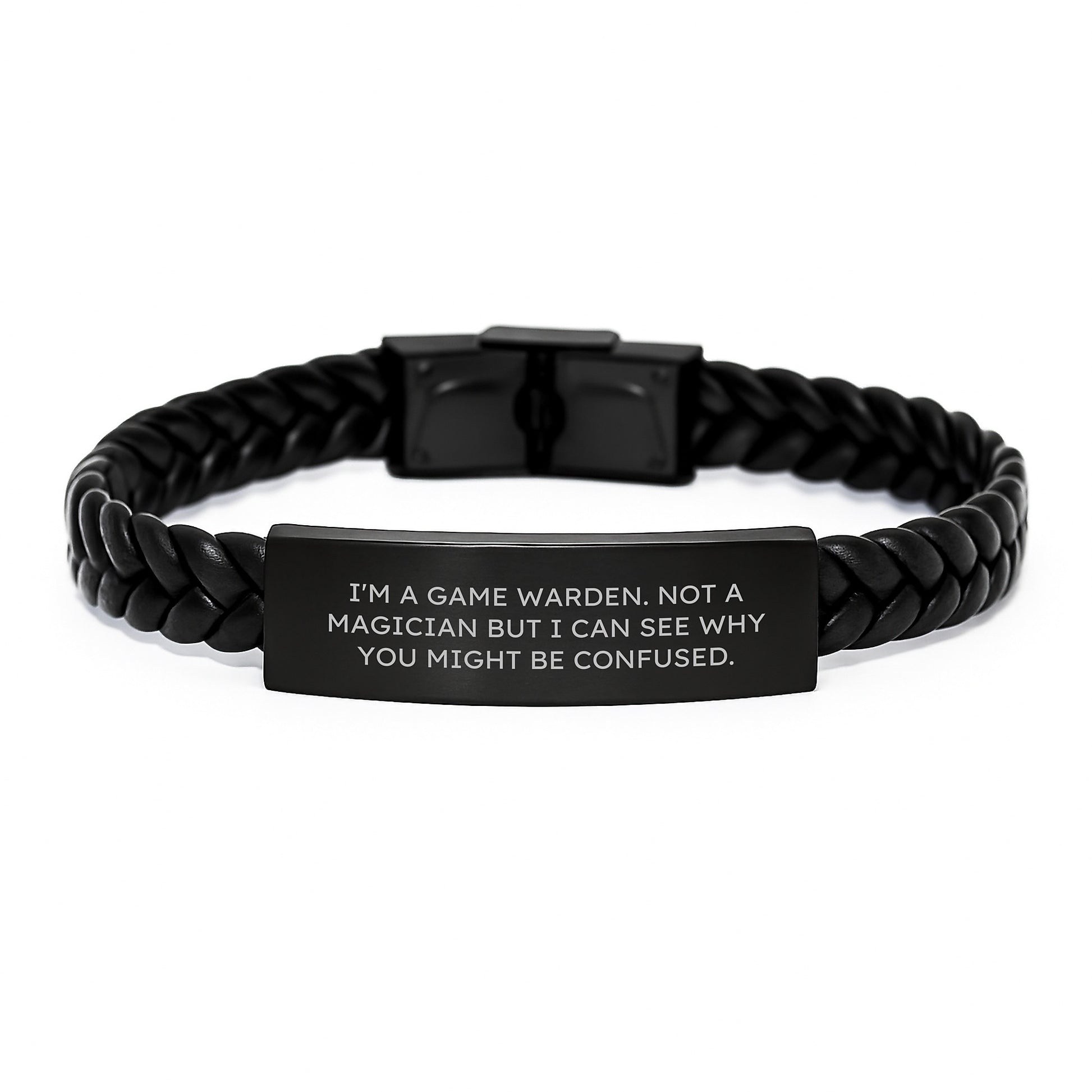 Funny Gift for Game Warden - Interlaced Leather Bracelet from Friends - Inspirational Graduation Unique Gifts - Image 1