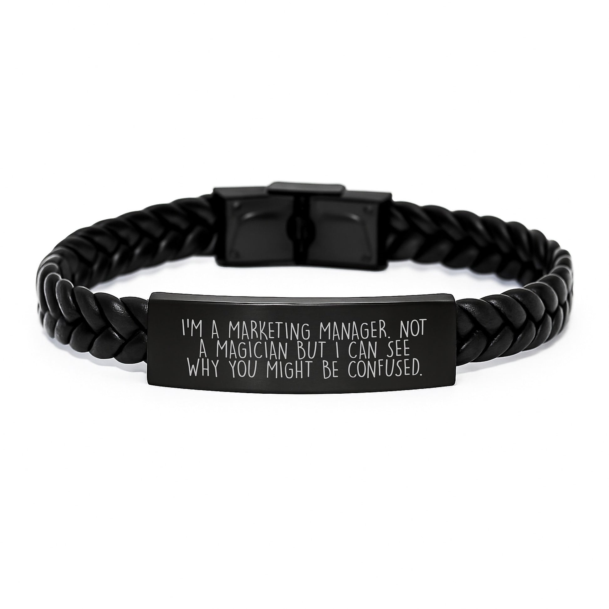 Marketing Manager Funny Quote Interlaced Leather Bracelet Gifts for Men or Women from Friends or Family for Graduation Unique Gifts - Image 1