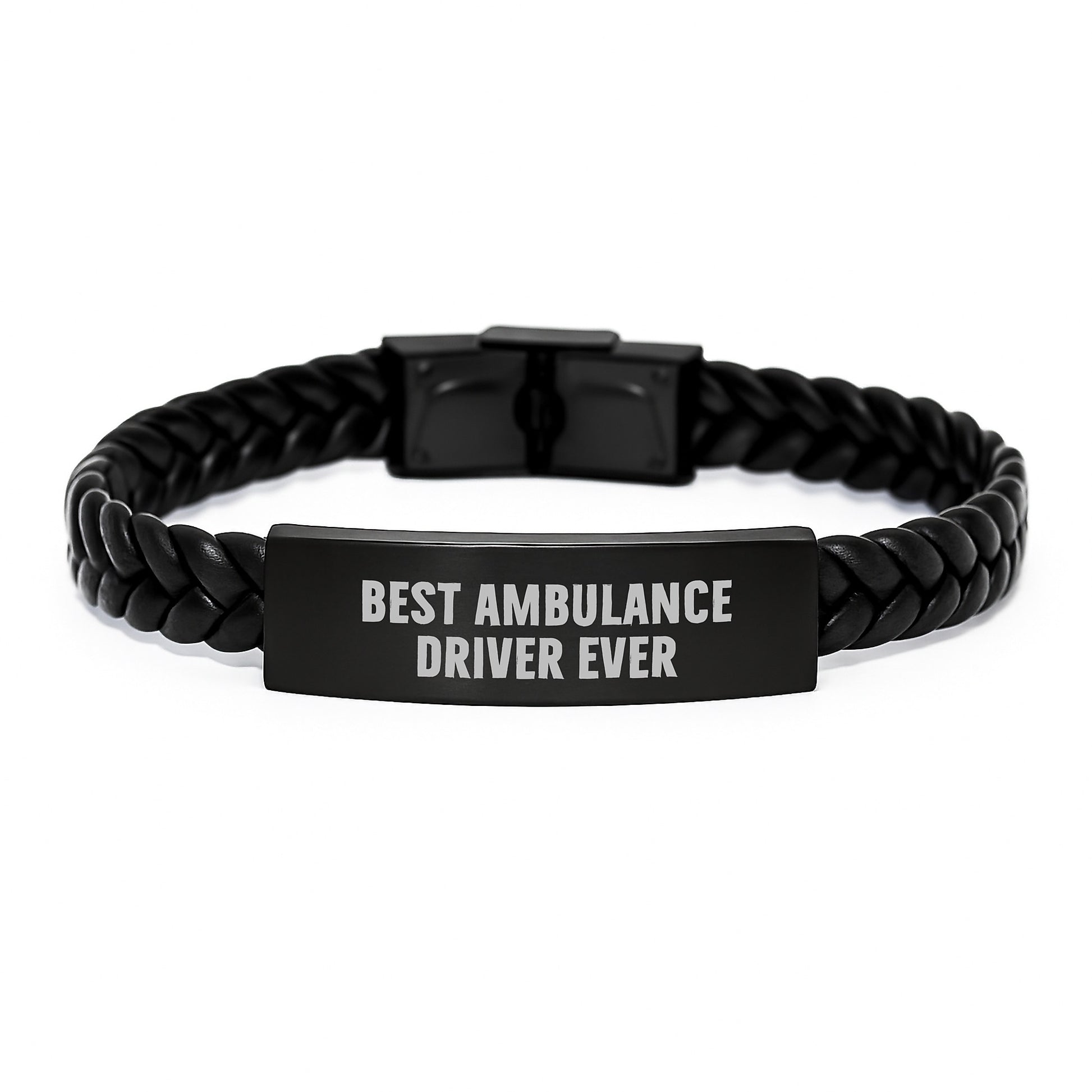 Funny Ambulance Driver Gifts - Best Ambulance Driver Ever Interlaced Leather Bracelet, Gifts from Men to Ambulance Driver, Birthday Unique Gifts for Ambulance Driver - Image 1
