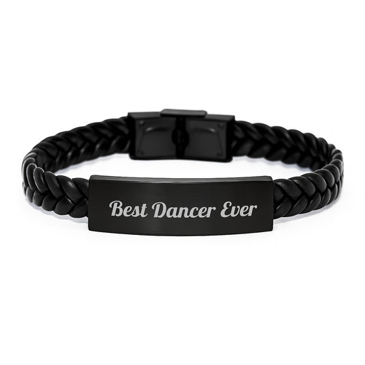 Funny Dancer Gifts from Friends - Best Dancer Ever Interlaced Leather Bracelte for Women, Unique Graduation Jewelry - Image 1