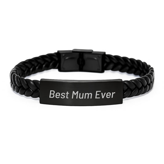 Funny Mum Quotes Interlaced Leather Bracelet Gifts for Mum from Family - Best Mum Ever - Image 1