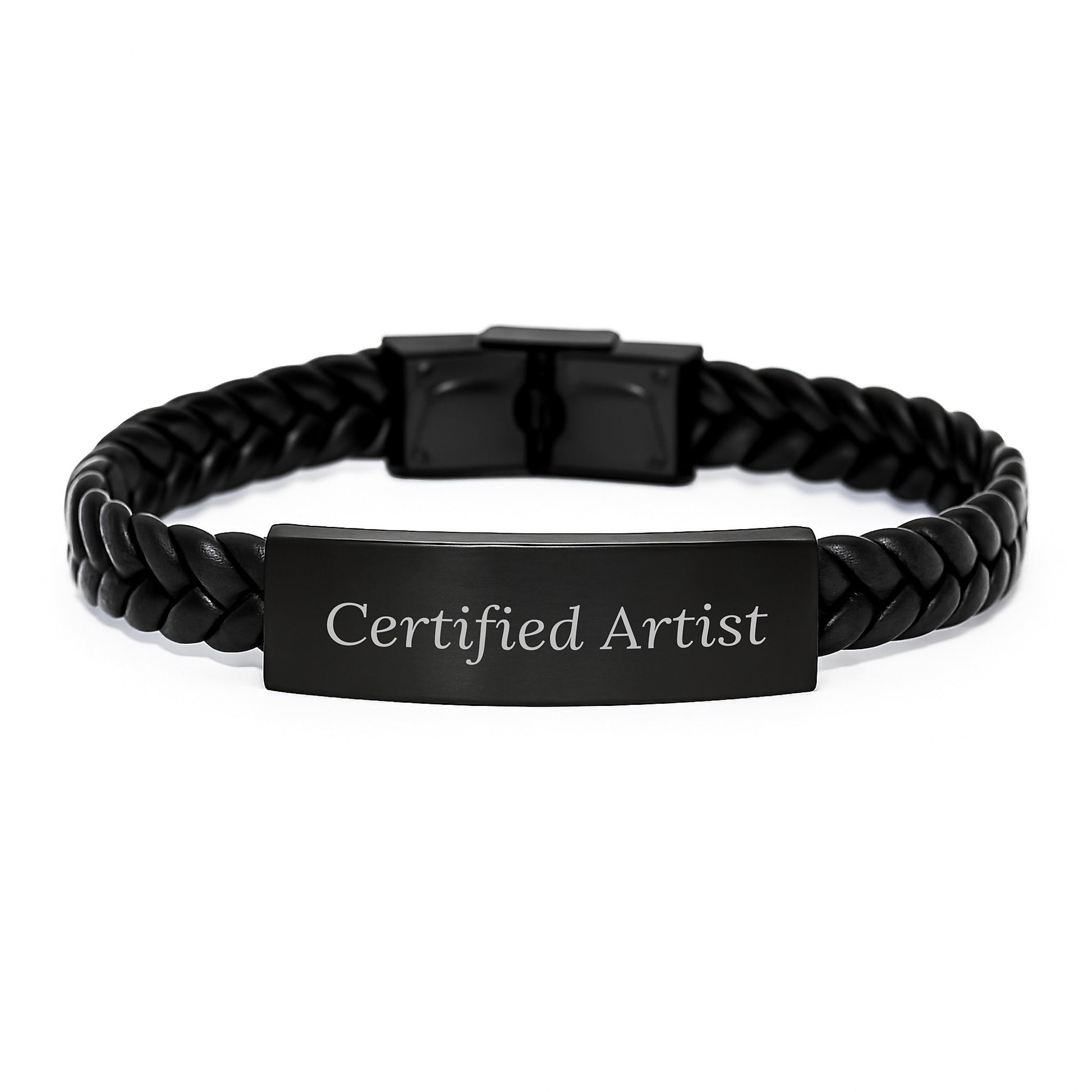 Funny Artist Gifts, Inspirational Interlaced Leather Bracelet for Graduation, Certified Artist Quote, Gifts from Friends, Gifts for Artist - Image 1