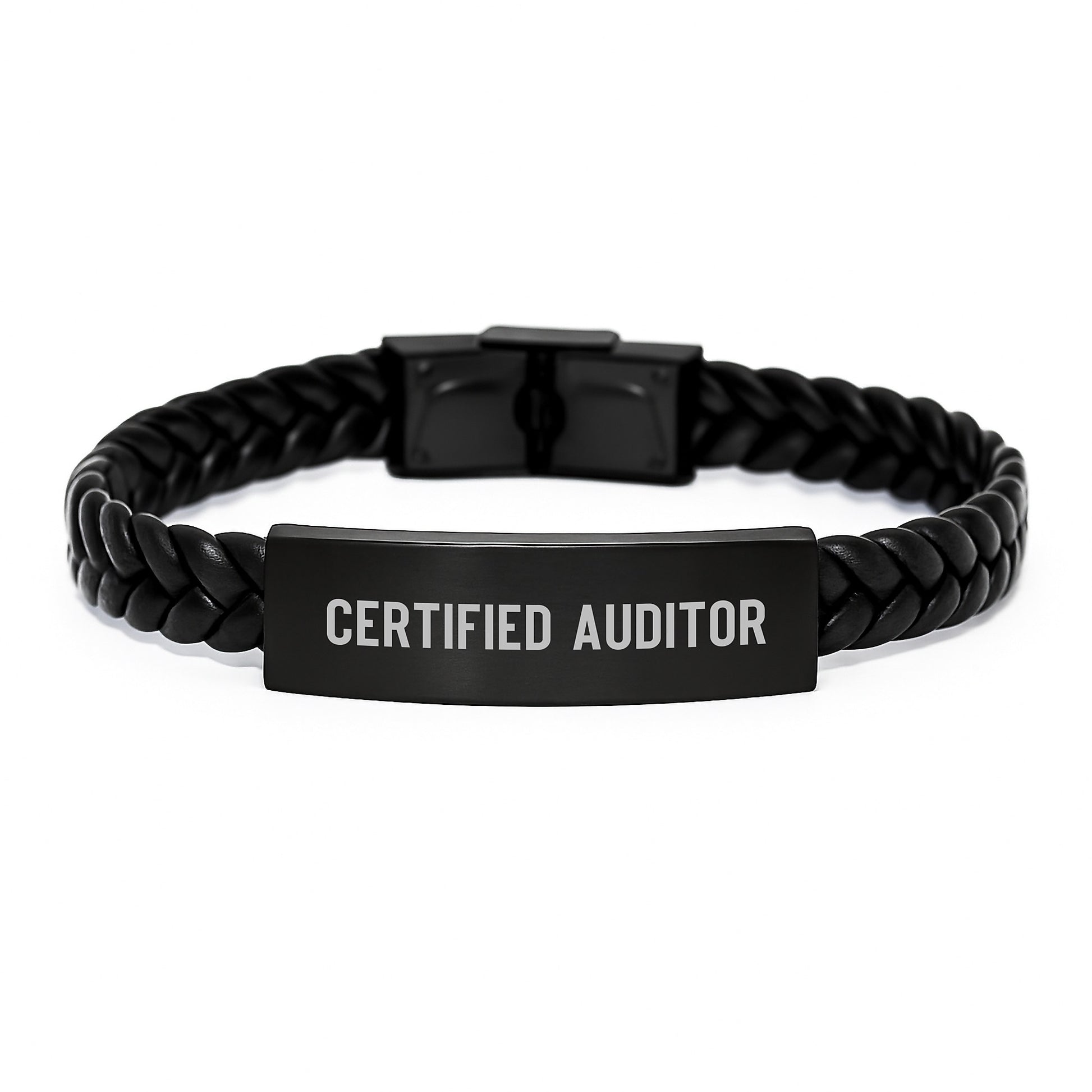 Funny Certified Auditor Gifts from Men to Women for Graduation Unique Interlaced Leather Wristbands, Inspirational Quote inside - Image 1