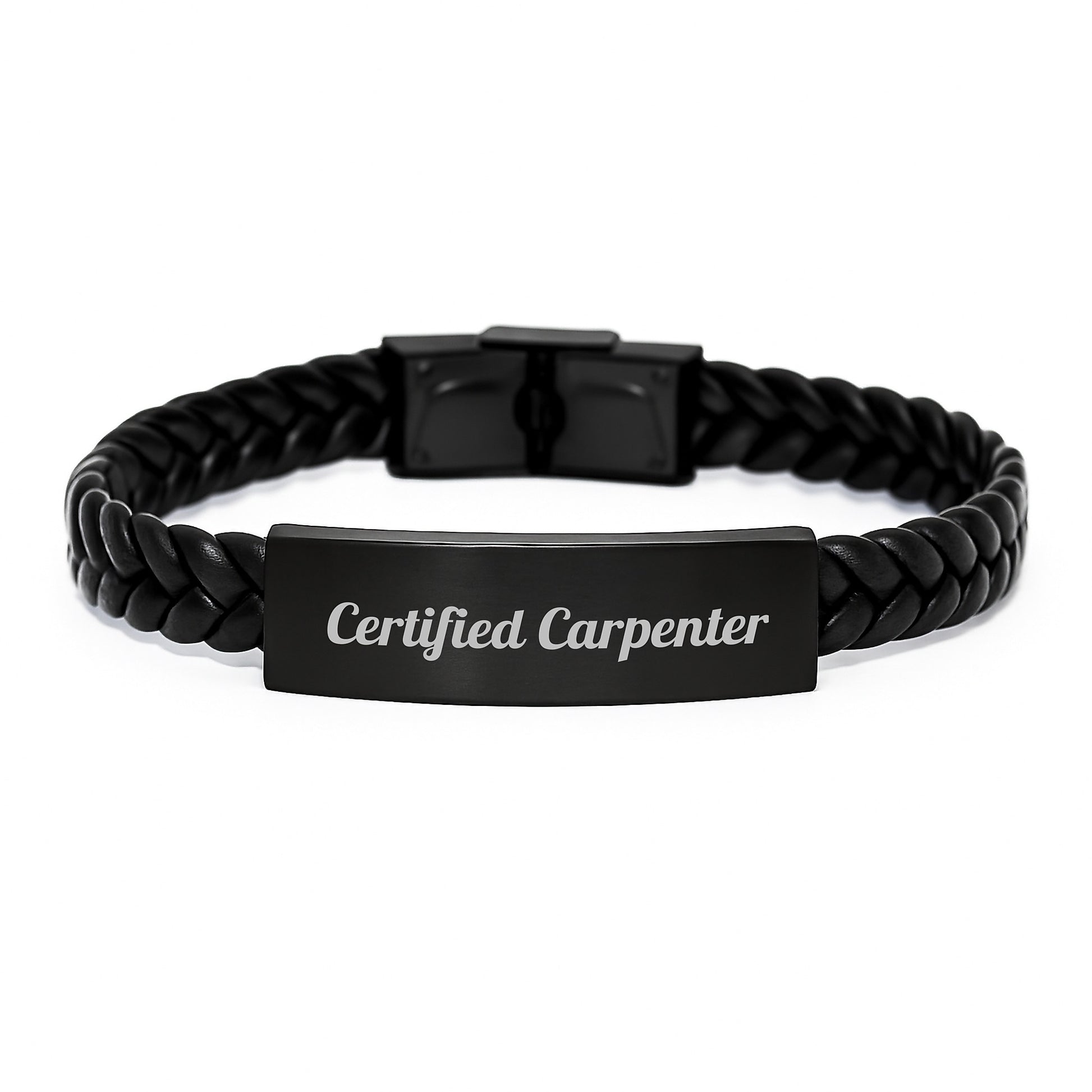 Carpenter Gifts from Friends, Inspirational Certified Carpenter Quote Interlaced Leather Bracelet, 7.87 inches Long, Graduation Unique Gifts for Men - Image 1