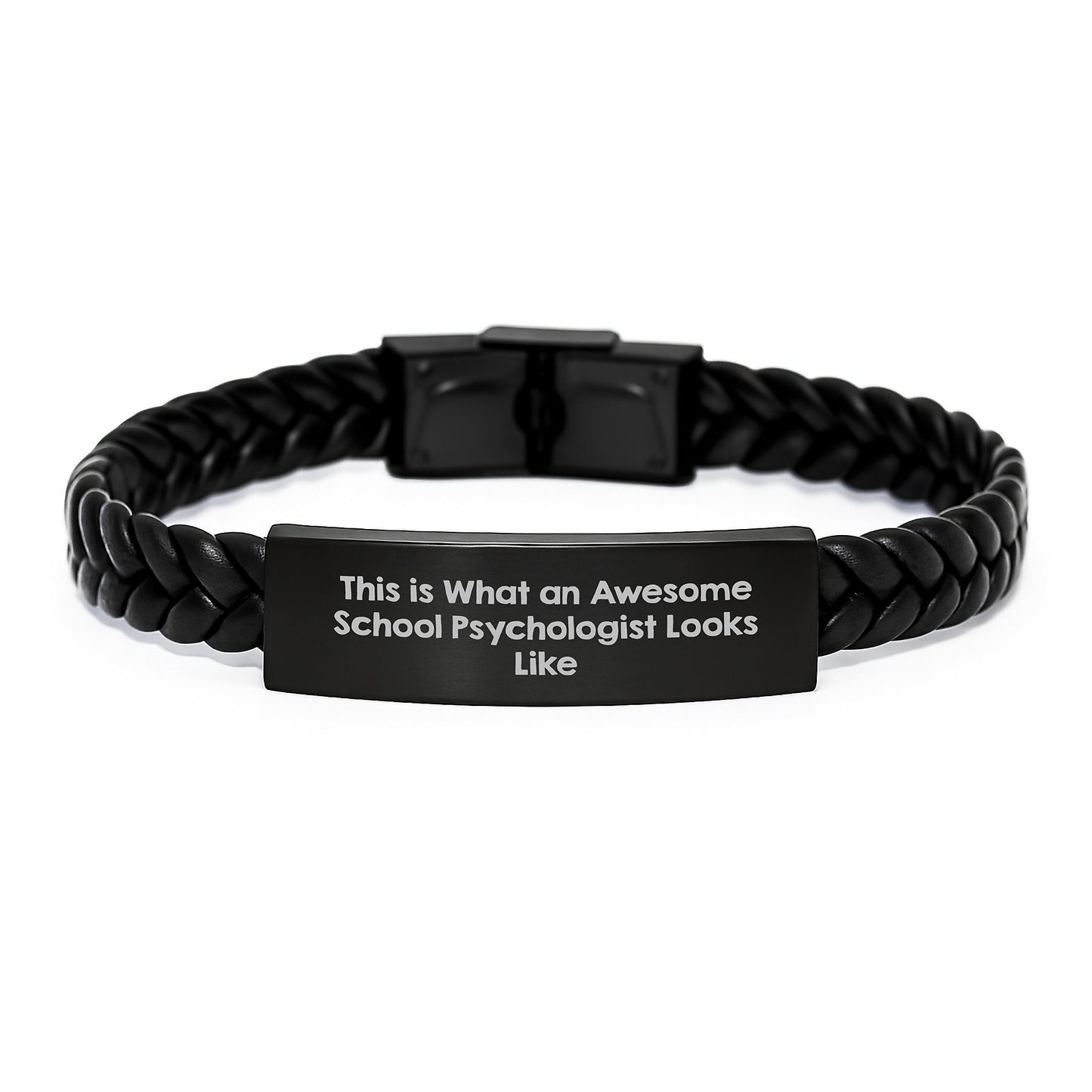 Inspirational School Psychologist Gifts - Funny Quote Interlaced Leather Bracelet for School Psychologist, Gifts from Friends, Gifts for School Psychologist Graduation Unique Gifts - Image 1