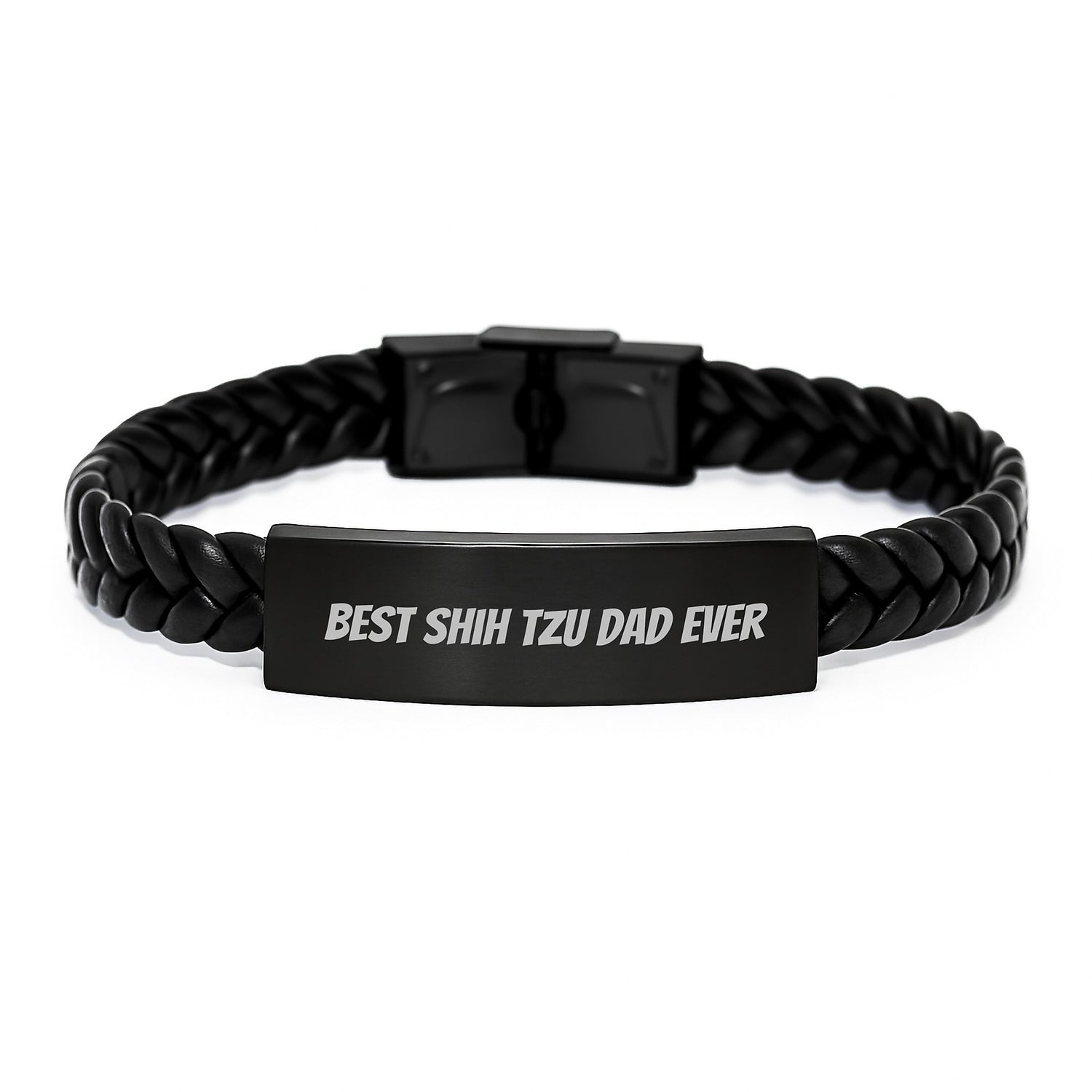 Funny Shih Tzu Dog Gifts from Men for Best Shih Tzu Dad Ever Interlaced Leather Bracelet Graduation Unique Gifts, Handcrafted Stainless Steel PU Leather, Versatile Style - Image 1