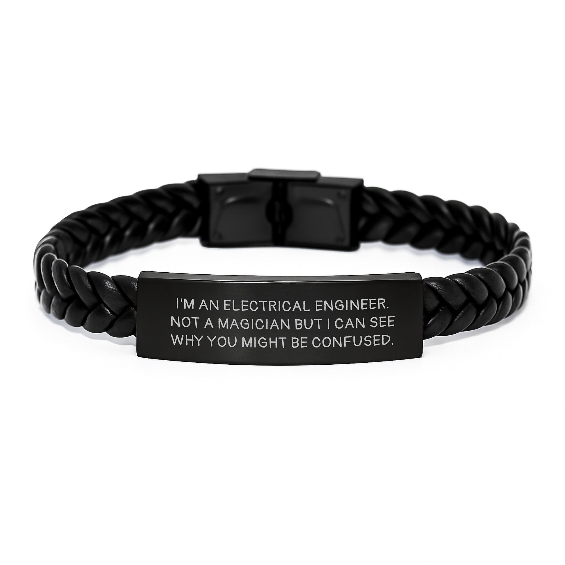 Funny Electrical Engineer Gifts for Men - 'I'm An Electrical Engineer' Interlaced Leather Bracelet for Christmas Unique Gifts from Friends or Family - Image 1
