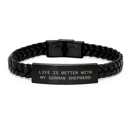 German Shepherd Dog Lover's Inspirational Interlaced Leather Birthday Unique Gifts from Friends to Family - Image 1