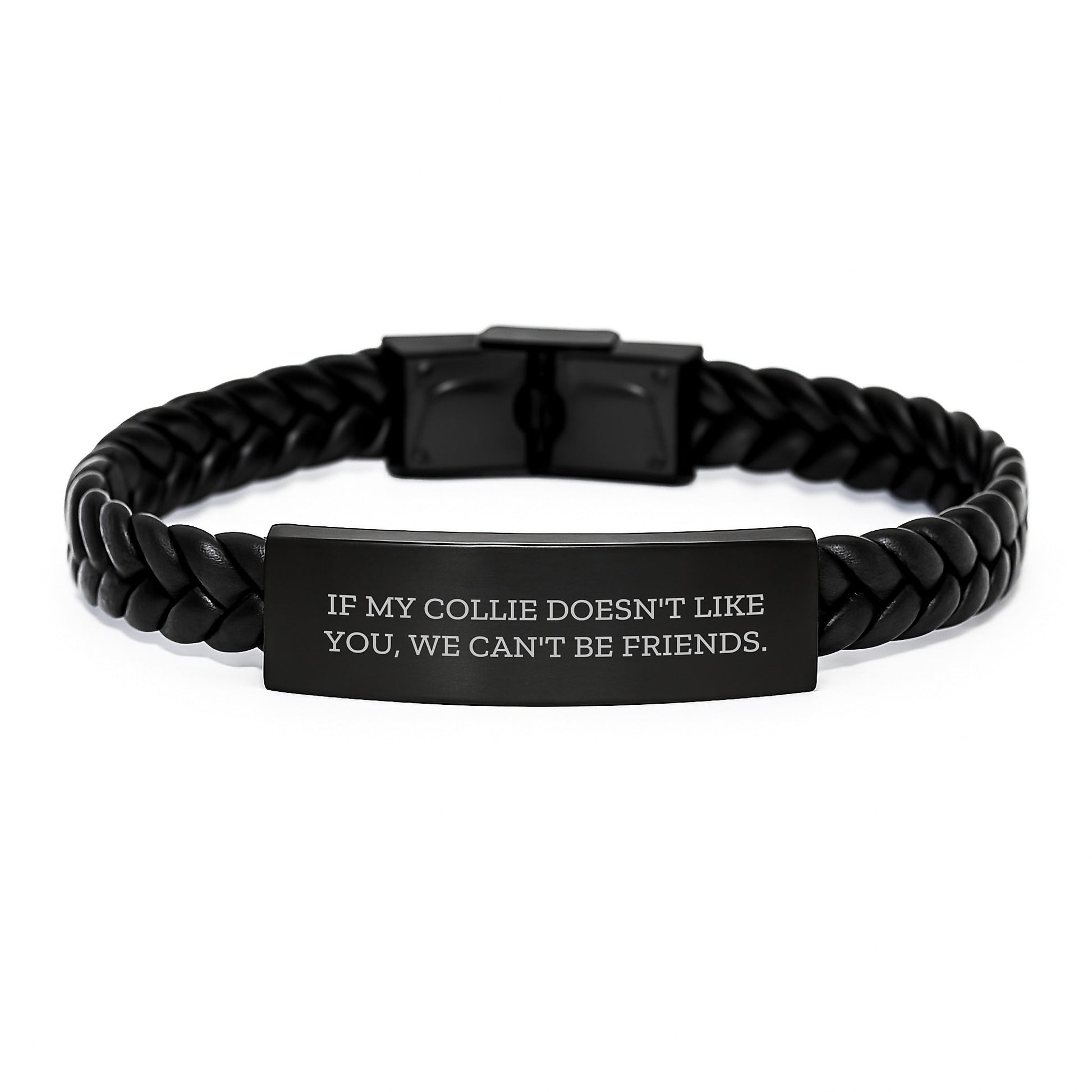 Collie Dog Lovers Interlaced Leather Bracelet Gifts from Friends and Family for Valentine's - Image 1