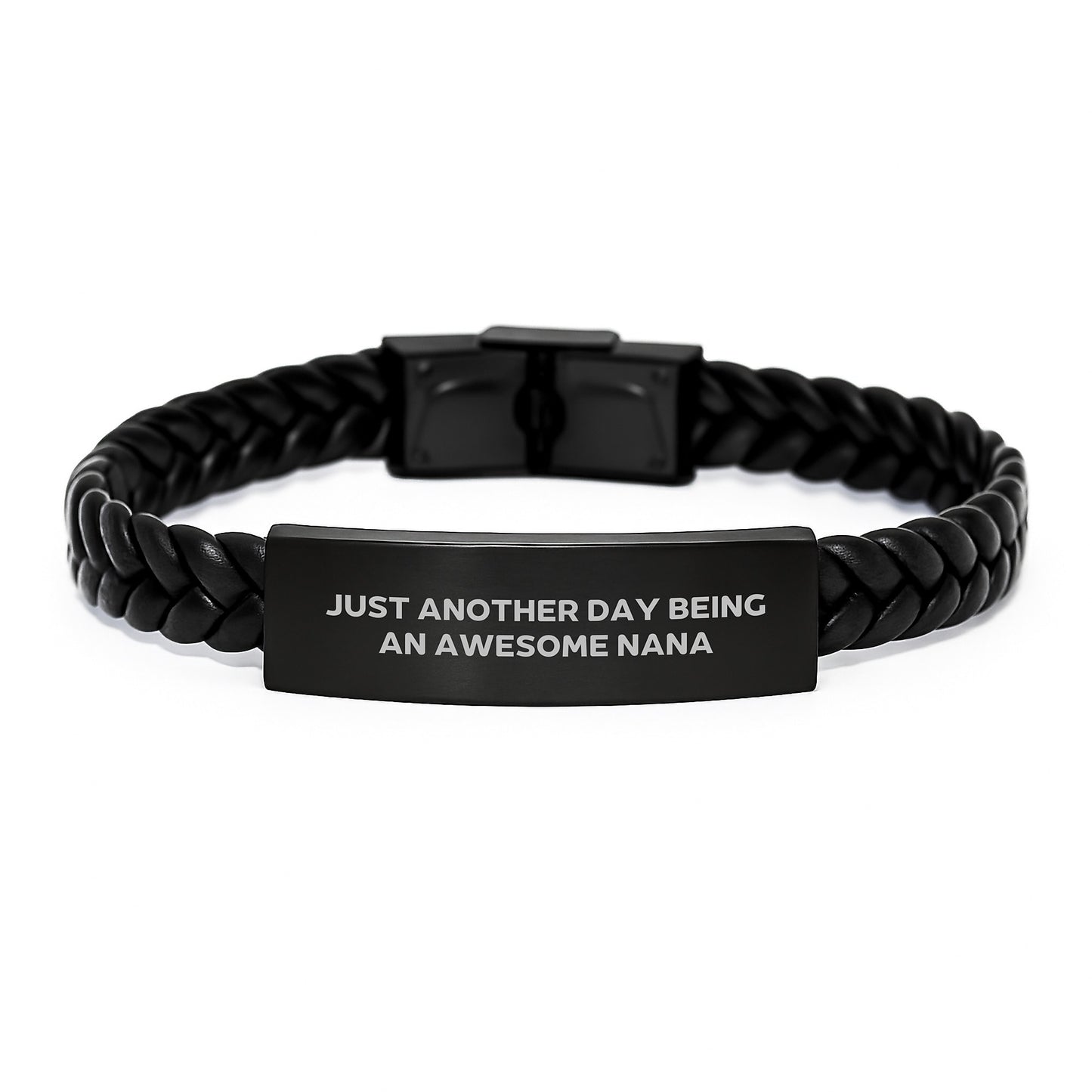 Funny Nana Gifts, Just Another Day Being An Awesome Nana Interlaced Leather Bracelet for Nana on Birthday, Gifts from Family to Nana - Image 1