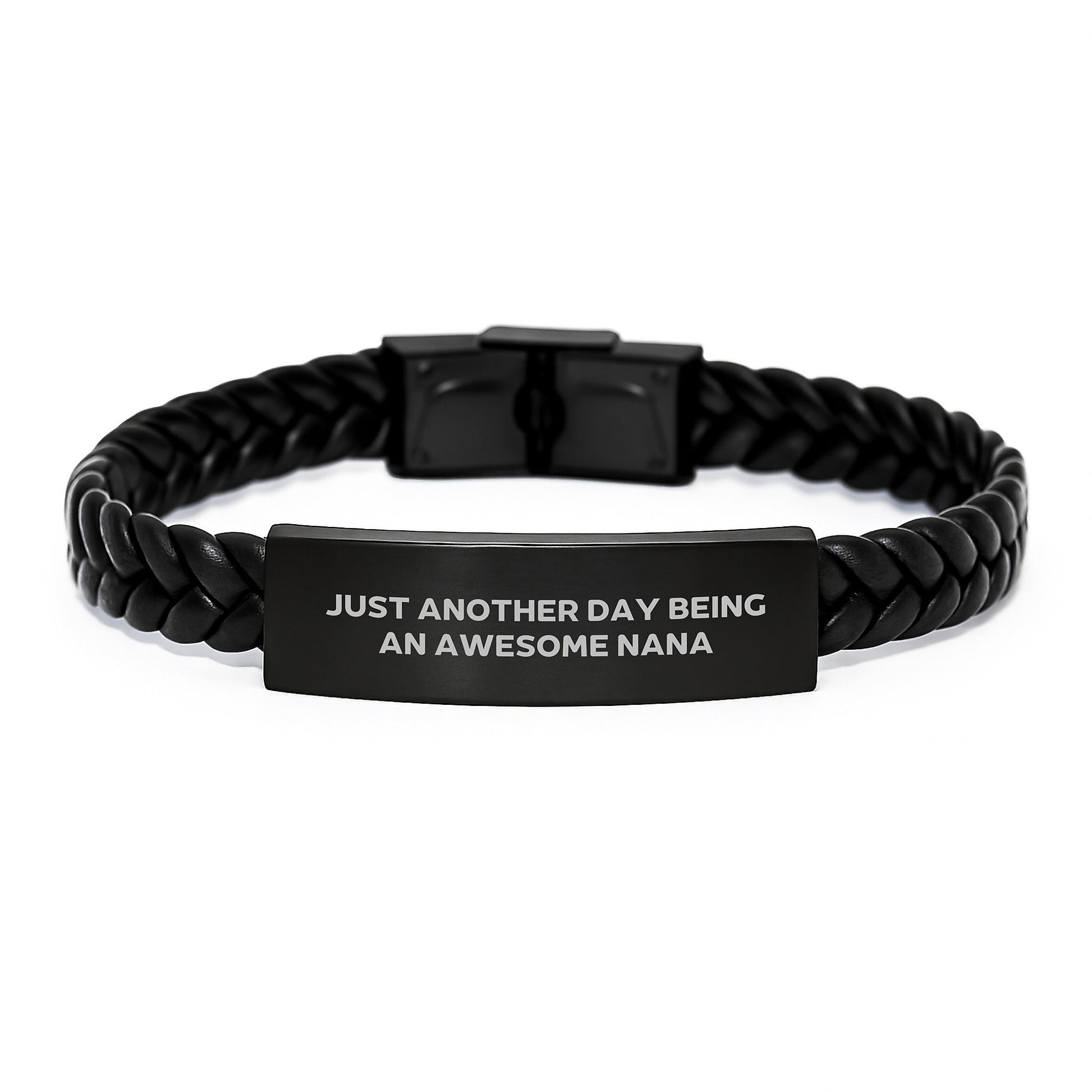 Funny Nana Gifts, Just Another Day Being An Awesome Nana Interlaced Leather Bracelet for Nana on Birthday, Gifts from Family to Nana - Image 1