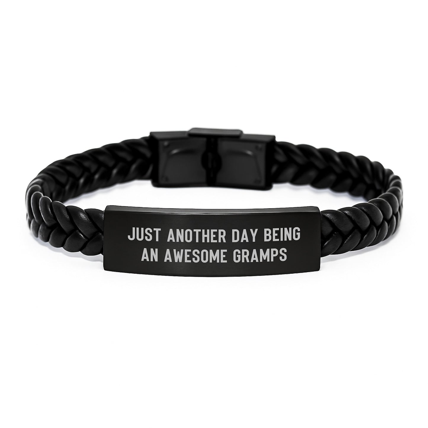 Funny Gramps Gifts, Interlaced Leather Bracelet for Men, Just Another Day Being An Awesome Gramps, Birthday Unique Gifts from Family to Gramps - Image 1