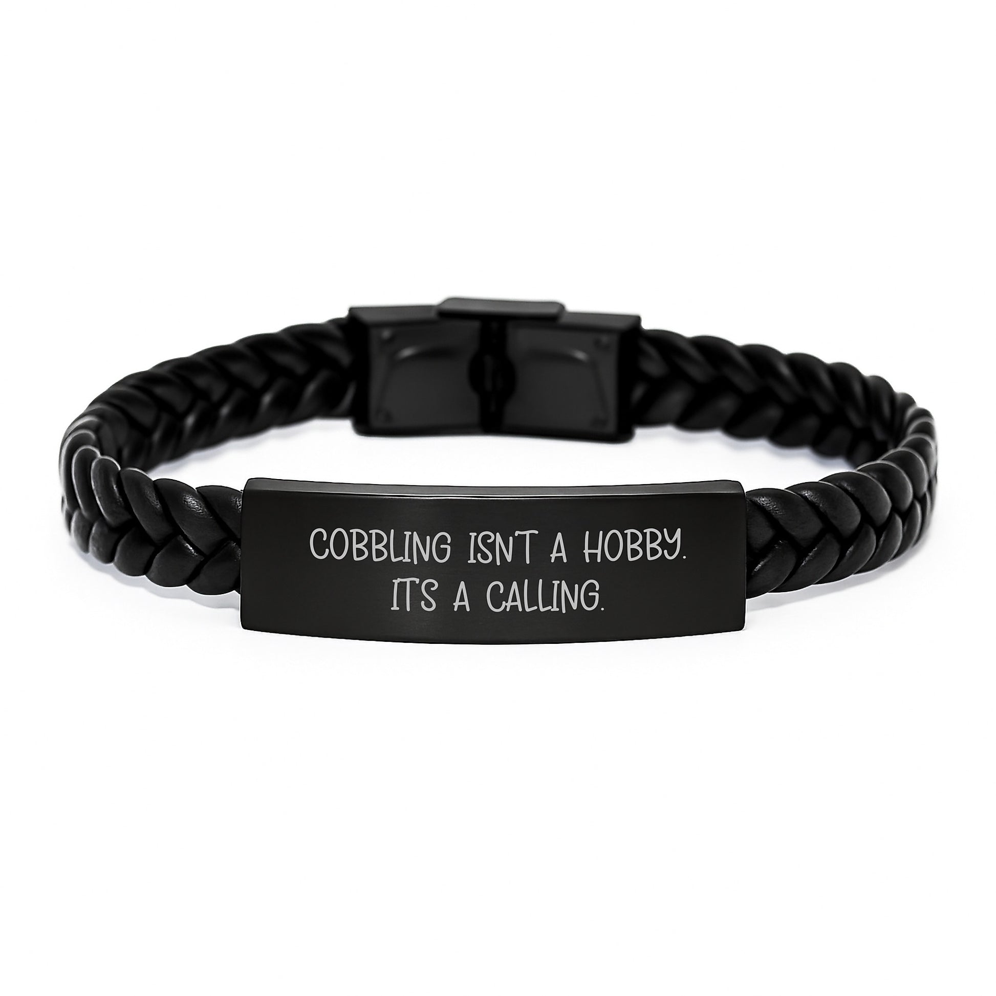 Funny Cobbling Gifts for Men - Interlaced Leather Bracelet with Stainless Steel, Perfect for Cobbling Enthusiasts, Christmas Unique Gifts from Friends to Friends - Image 1