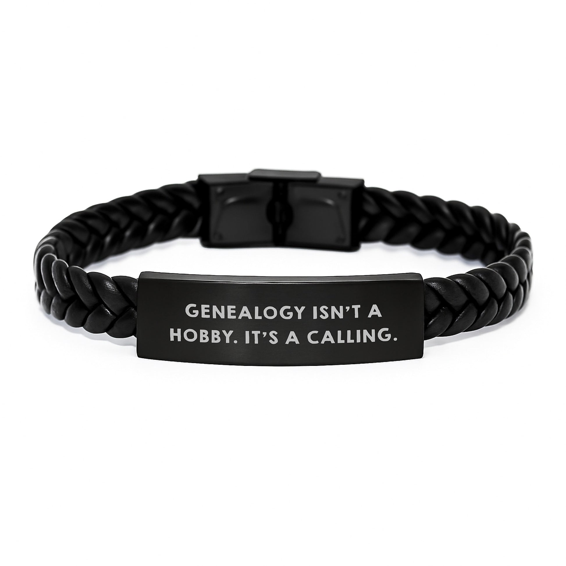 Genealogy Isn't A Calling, Interlaced Leather Bracelet Gifts for Genealogy Enthusiasts from Family Members, Unique Christmas Memorable Presents - Image 1