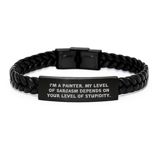 Christmas Unique Gifts from Friends to Painter Men, Funny Quote Leather Interlaced Bracelet, Sarcasm Inspired Artisan - Image 1