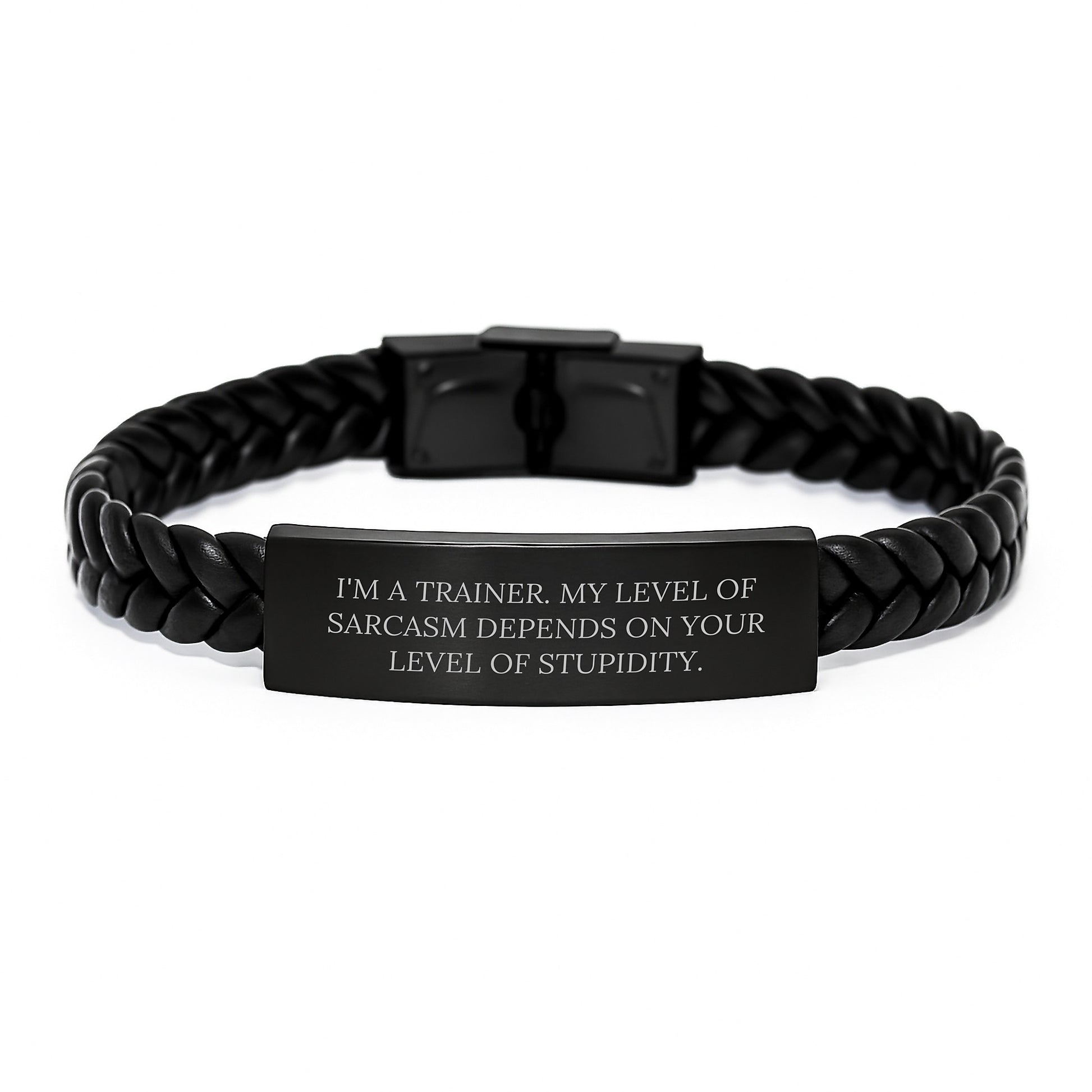 Funny Trainer Gifts for Men from Friends, Unique Interlaced Leather Bracelet with Sarcasm Quote for Trainer, Trainer Christmas Unique Gifts - Image 1