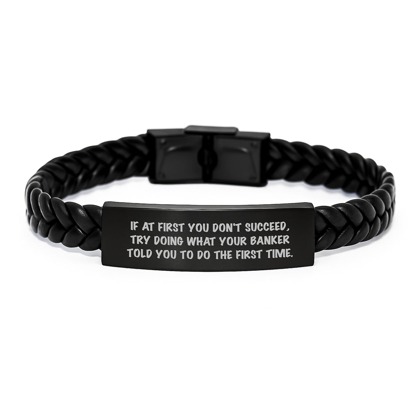 Funny Banker Gifts, Interlaced Leather Bracelet for Men, Christmas Unique Presents for Friends, Coworkers, Family from Banker, Gift Ideas for Bankers, Inspirational Quote - Image 1