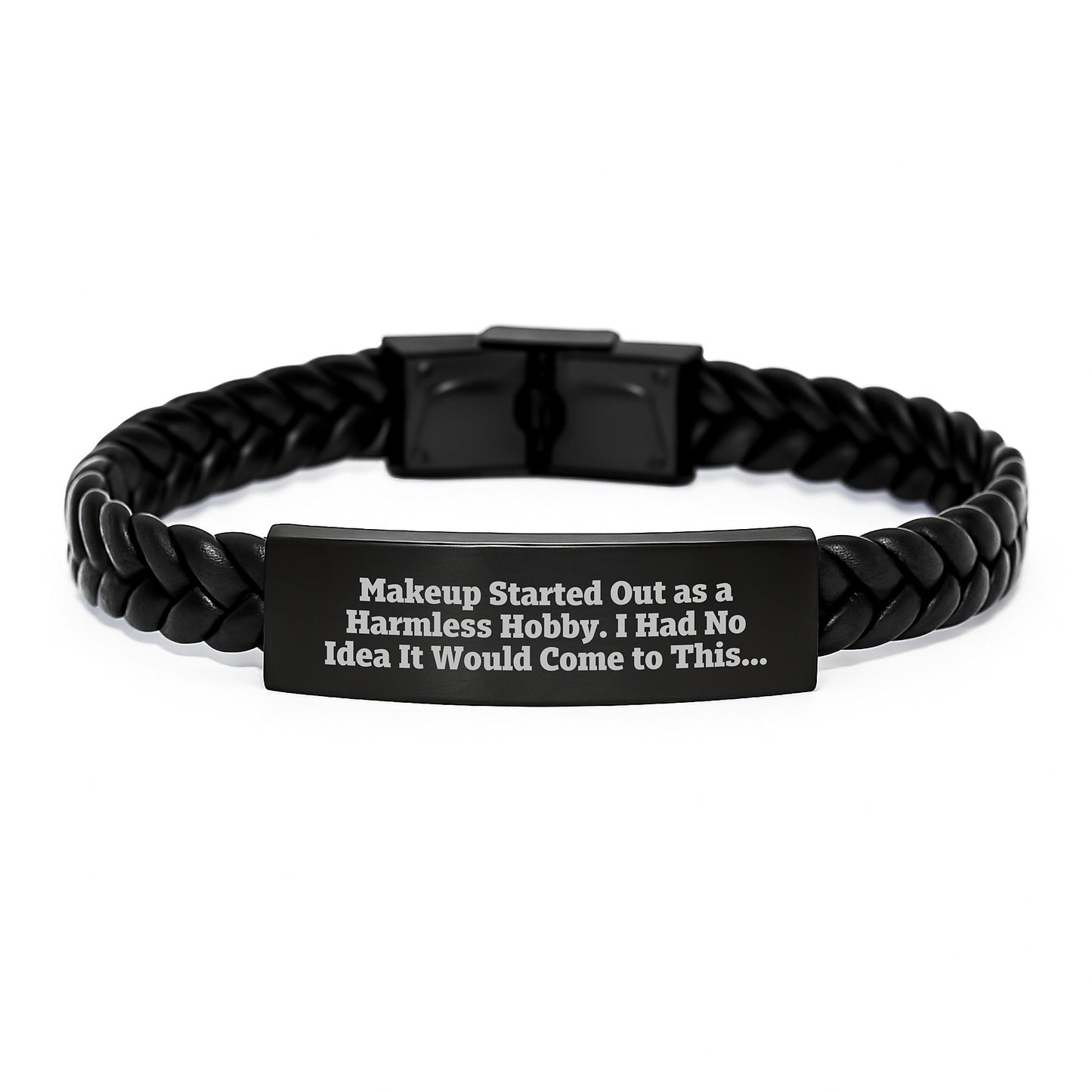 Funny Makeup Gifts from Men to Women - Interlaced Leather Bracelet with Stainless Steel - Christmas Unique Presents - Image 1
