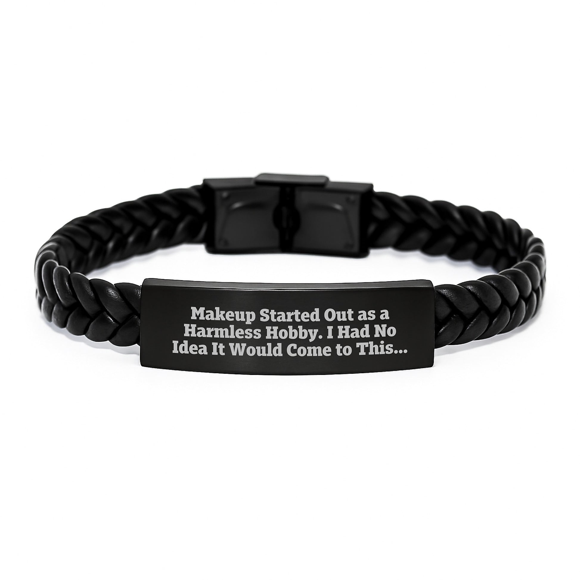 Funny Makeup Gifts from Men to Women - Interlaced Leather Bracelet with Stainless Steel - Christmas Unique Presents - Image 1