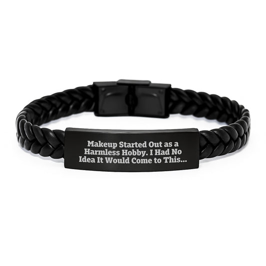 Funny Makeup Gifts from Men to Women - Interlaced Leather Bracelet with Stainless Steel - Christmas Unique Presents - Image 1