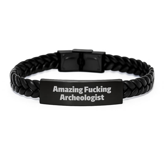 Funny Archeologist Men's Interlaced Leather Bracelet Gifts from Friends - Unique Christmas Unique Archeologist Accessories for Men - Image 1