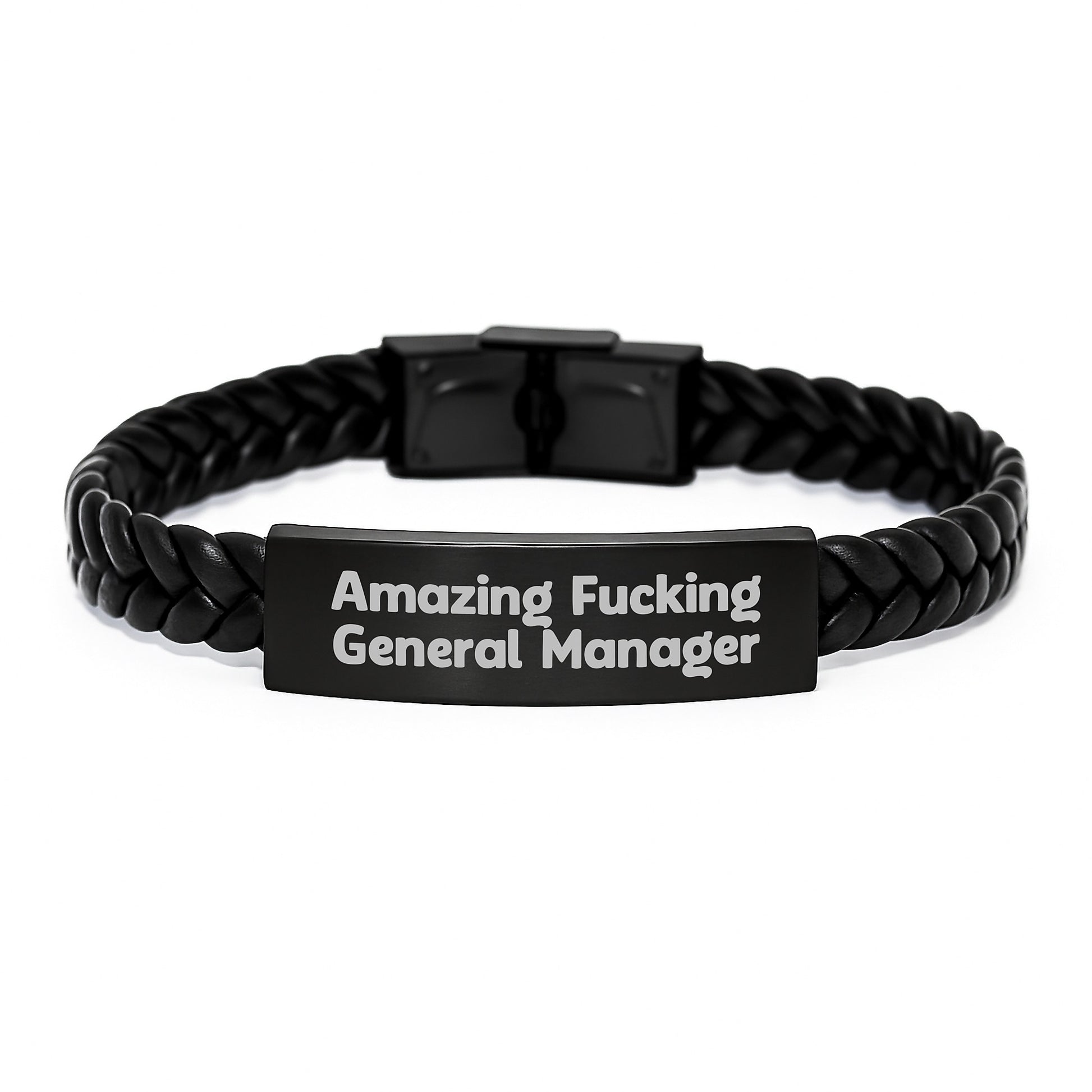 General Manager Funny Quote Interlaced Leather Bracelet Gifts from Friends and Family for Men on Christmas Unique Presents - Image 1
