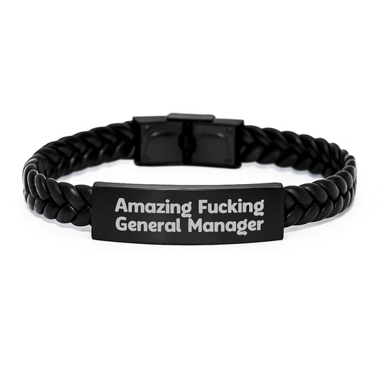 General Manager Funny Quote Interlaced Leather Bracelet Gifts from Friends and Family for Men on Christmas Unique Presents - Image 1