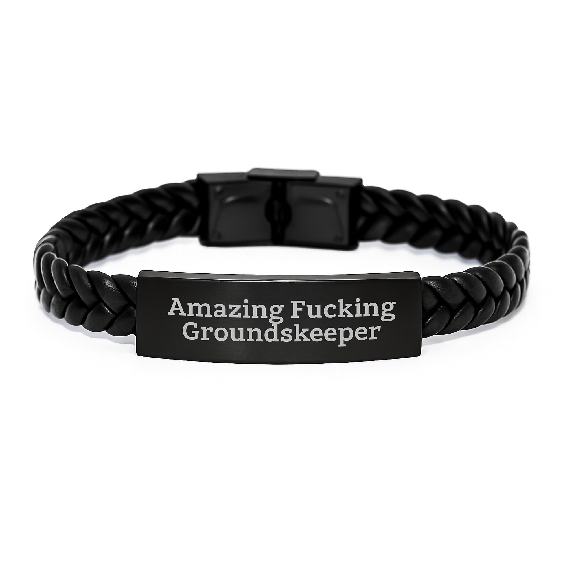 Funny groundskeeper Gifts for Men - Interlaced Leather Bracelet, groundskeeper Quote, Stainless Steel, PU Leather, Christmas Unique Presents from Friends, Coworkers, Family - Image 1