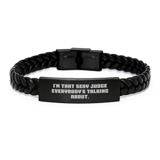 Sexy Judge Gifts from Friends to Family - Judge Interlaced Leather Bracelet for Men, Funny Quote, Christmas Unique Gifts - Image 1
