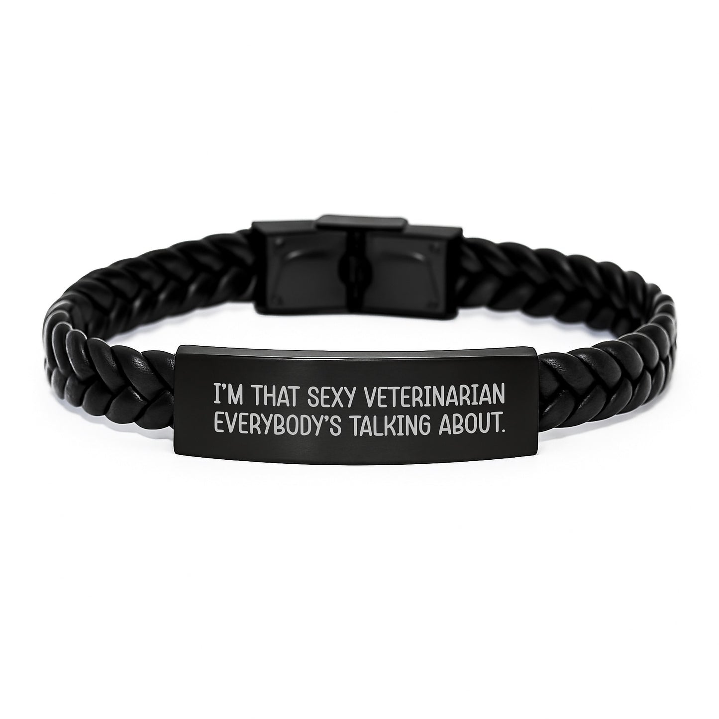 Funny Veterinarian Gifts from Friends, Christmas Unique Jewelry for Female Veterinarians - Sexy Interlaced Leather Bracelet - I'm That Sexy Veterinarian Everybody's Talking About! - Image 1