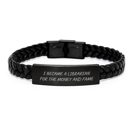 Librarian Gifts for Him or Her, Funny Quote Interlaced Leather Bracelet, Graduation Unique Gifts from Friends, Gifts for Librarian Coworkers, Family - Image 1