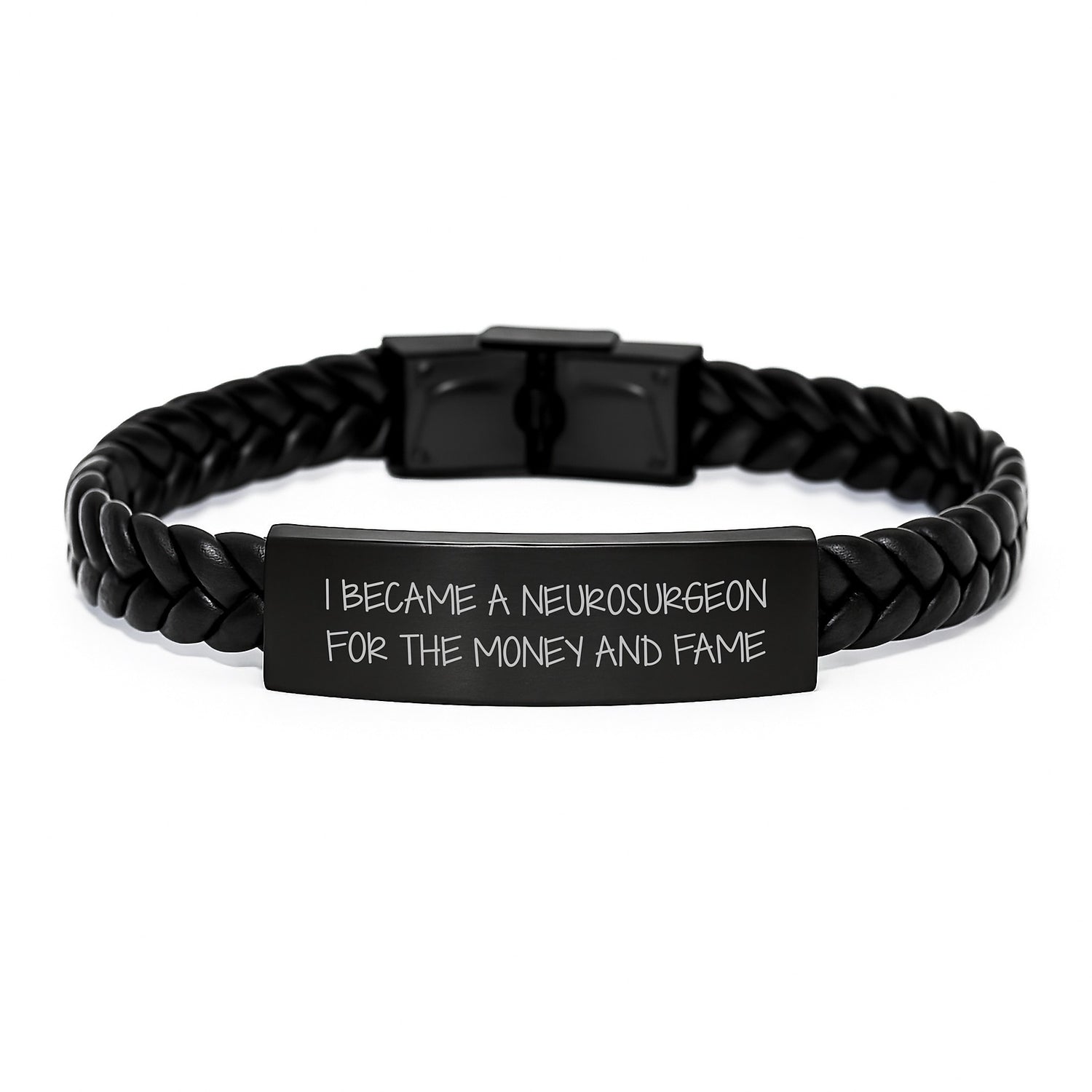 Funny Neurosurgeon Gifts for Men - Interlaced Leather Bracelet, Stainless Steel Engraved, Gifts from Friends to Neurosurgeon, Christmas Unique Gifts for Him - Image 1