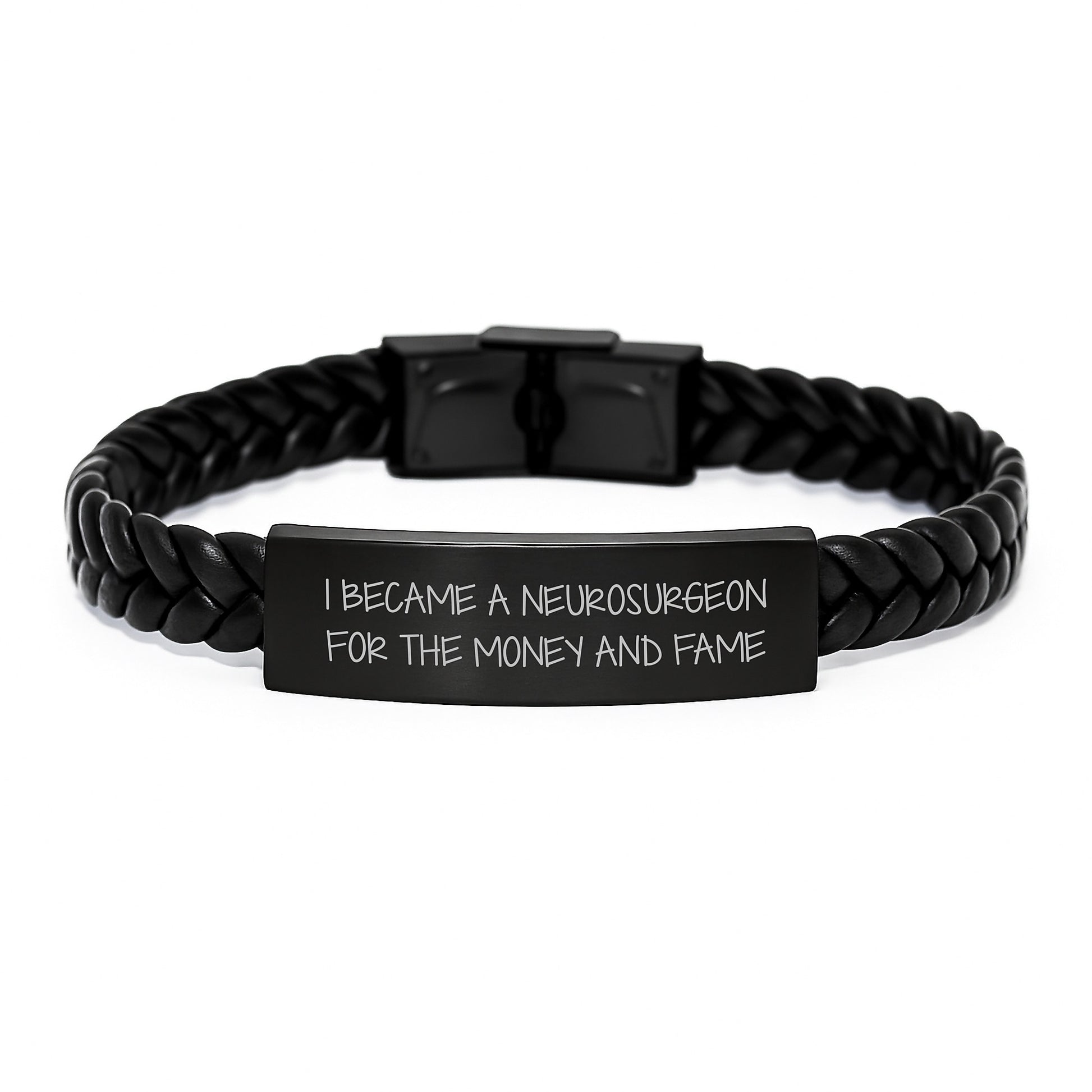 Funny Neurosurgeon Gifts for Men - Interlaced Leather Bracelet, Stainless Steel Engraved, Gifts from Friends to Neurosurgeon, Christmas Unique Gifts for Him - Image 1