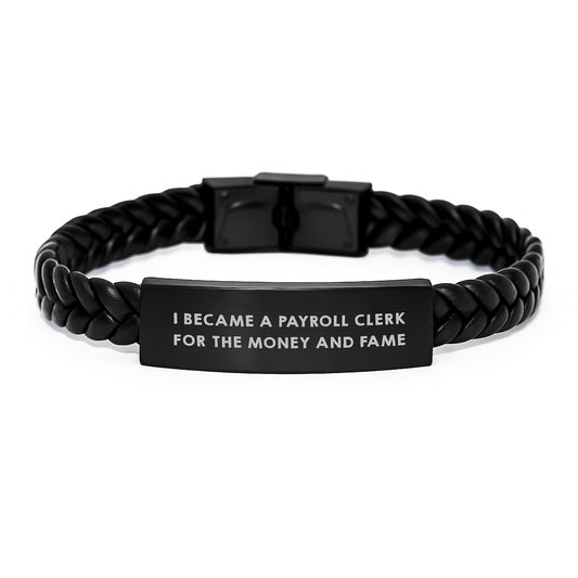 Funny Payroll Clerk Gift for Men - Interlaced Leather Bracelet Gifts from Family to Coworkers for Christmas Unique Gifts - Image 1