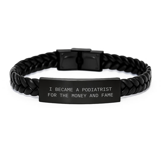 Fun Podiatrist Gifts for Men, Funny Quote Interlaced Leather Bracelet, Gifts from Family for Podiatrist Christmas Unique - Image 1