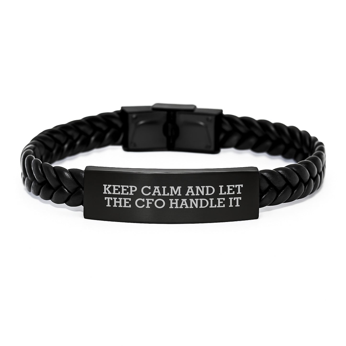 Funny CFO Gifts, Keep Calm And Let The CFO Handle It Interlaced Leather Bracelet Christmas Unique Gifts from Friends to CFO Men - Image 1