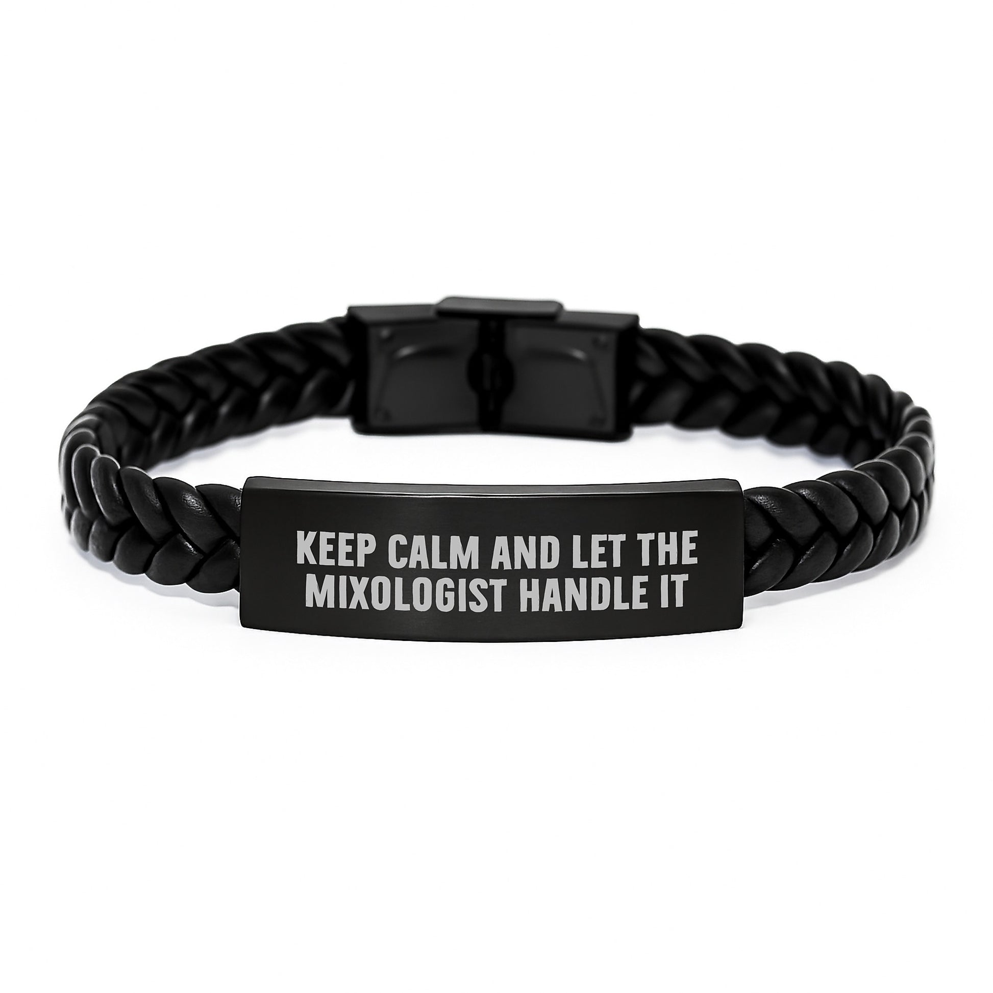 Funny Mixologist Gifts from Friends - Keep Calm And Let It Handle It, Interlaced Leather Graduation Unique Gifts for Mixologist Men - Image 1