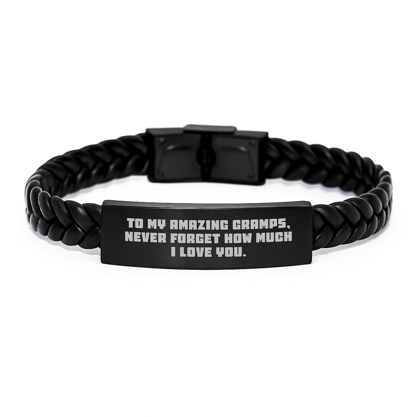 Funny Gramps Gifts for Him, Interlaced Leather Bracelet with Quote, Perfect Christmas Unique Gifts from Grandson to Amazing Gramps - Image 1