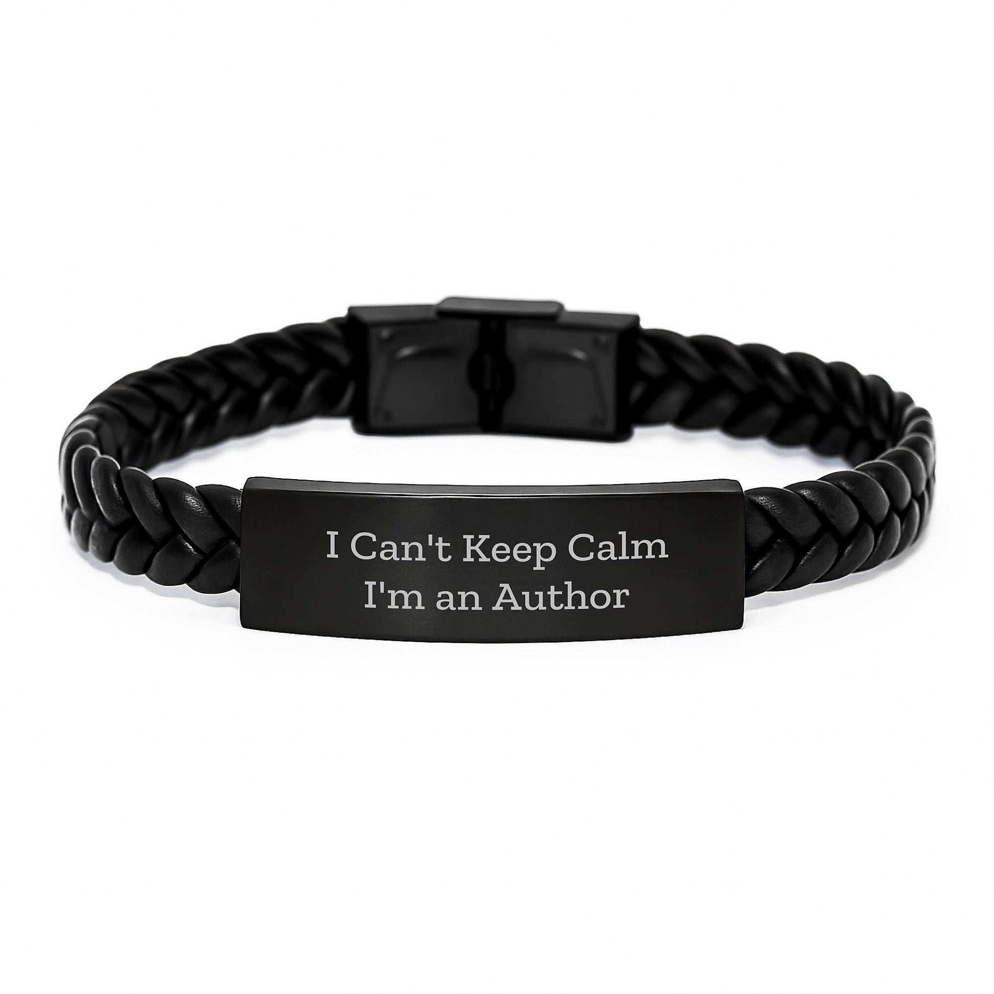 Author's Proud I Can't Keep Calm Interlaced Leather Graduation Gifts from Friends, Family, or Coworkers for Men and Women, Funny Author Quote - Image 1
