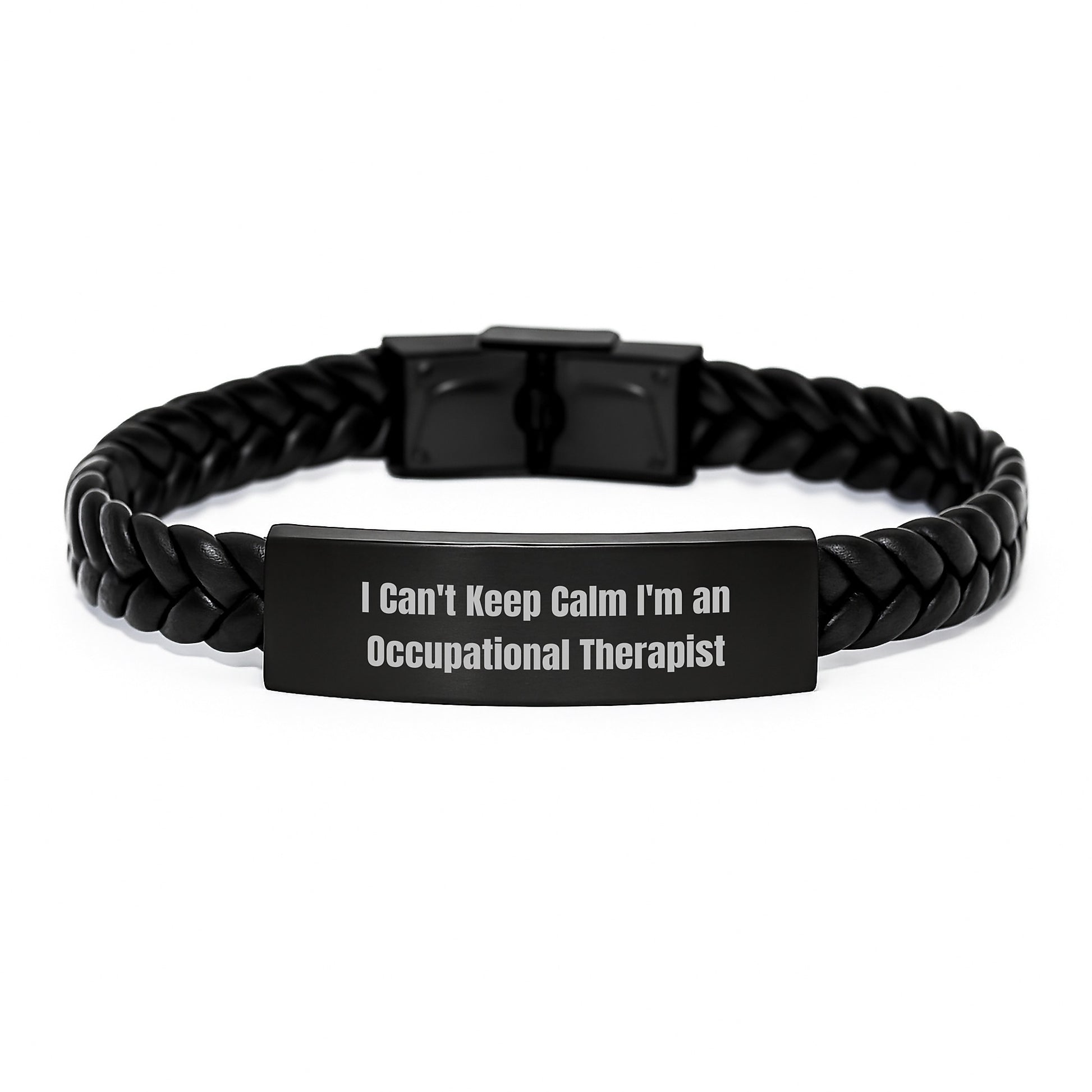 Occupational Therapist Gifts for Men Funny Interlaced Leather Bracelet I Can't Keep Calm I'm An - Gifts from Friends and Family for Christmas - Image 1