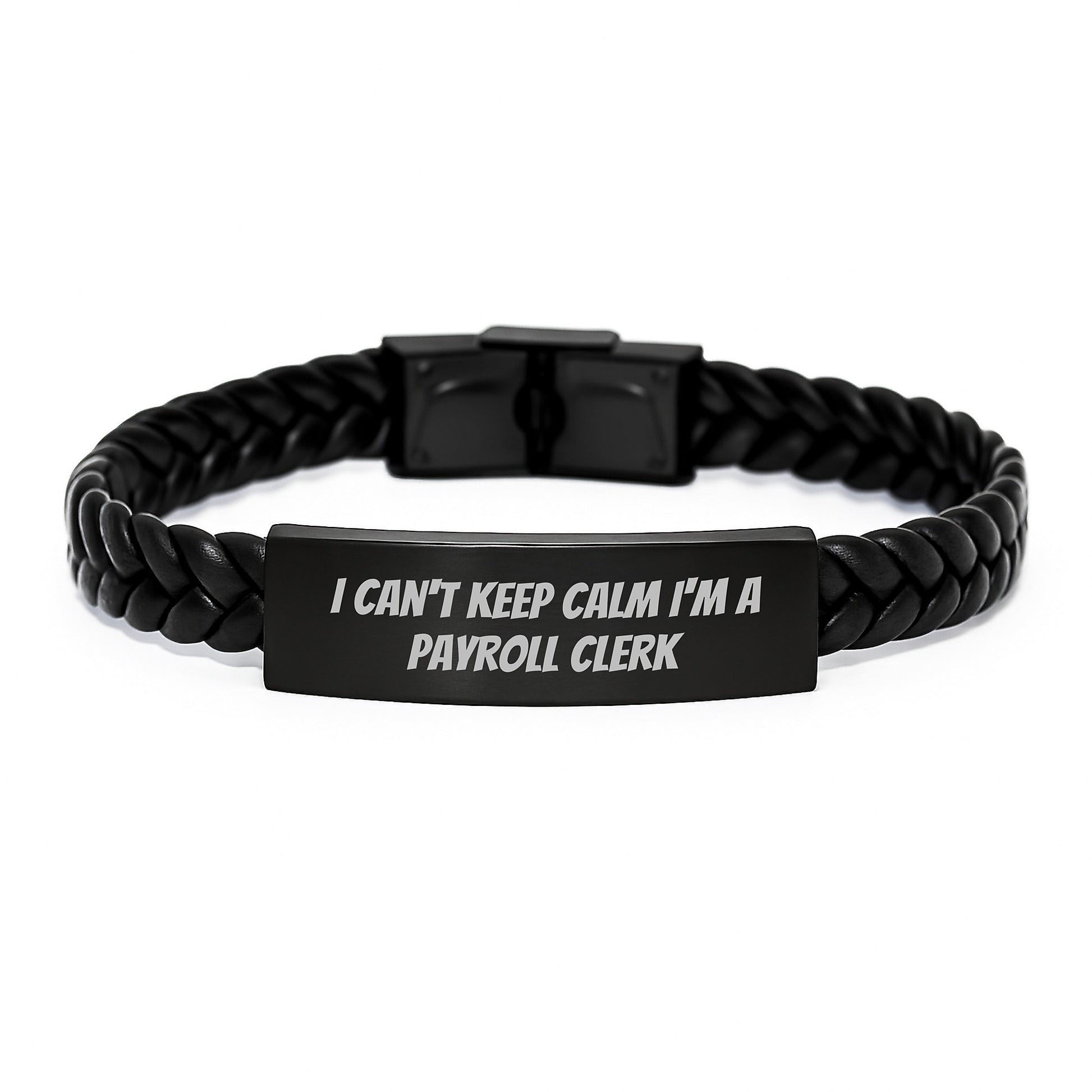 Funny Inspirational Payroll Clerk Gifts from Friends - Interlaced Leather Bracelet for Christmas Unique Gifts for Payroll Clerk Men and Women - Image 1