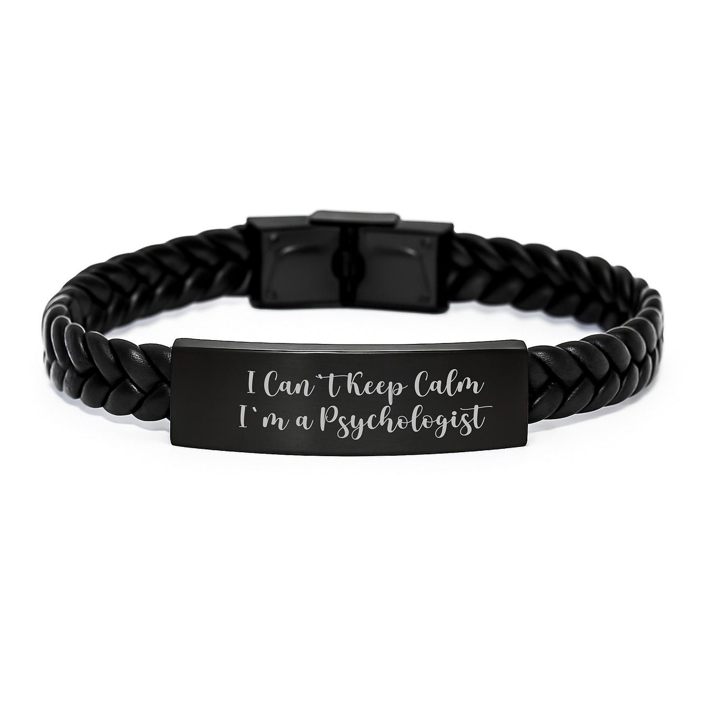Funny Psychologist Gifts for Men, I Can't Keep Calm I'm A Psychologist Interlaced Leather Bracelet, Christmas Unique Presents for Psychologist Friends - Image 1