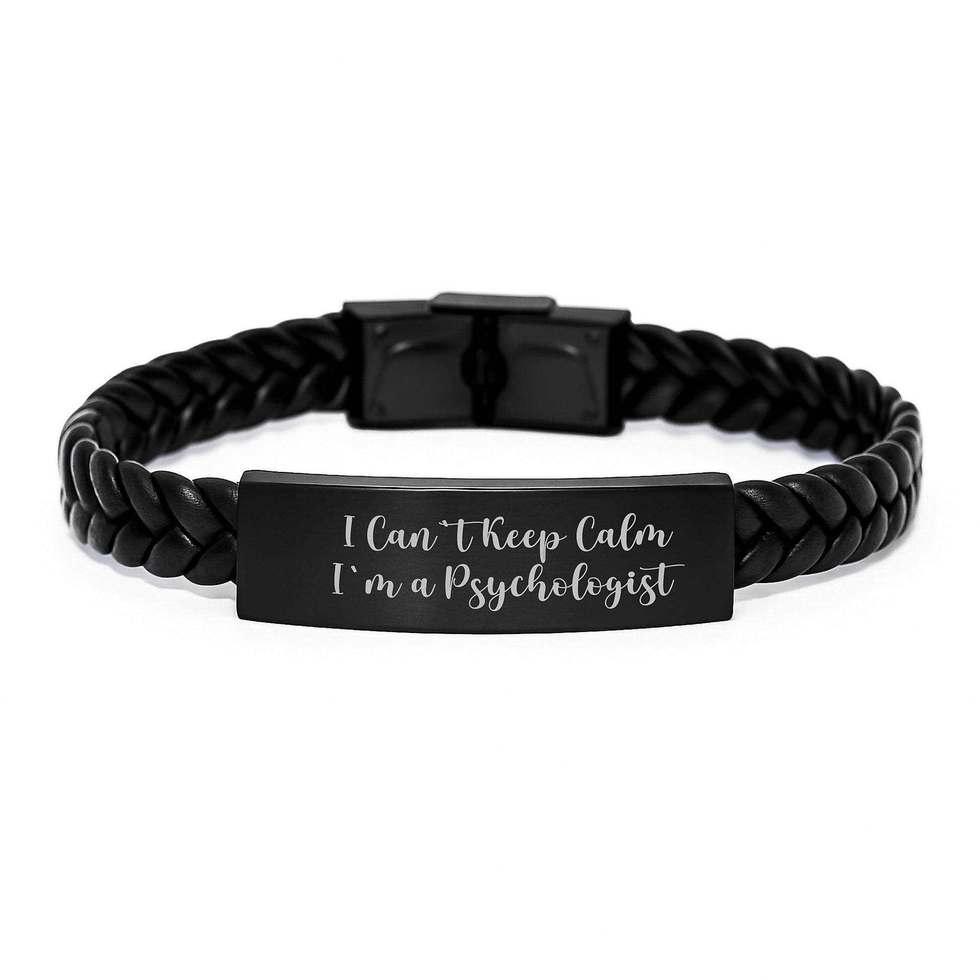 Funny Psychologist Gifts for Men, I Can't Keep Calm I'm A Psychologist Interlaced Leather Bracelet, Christmas Unique Presents for Psychologist Friends - Image 1