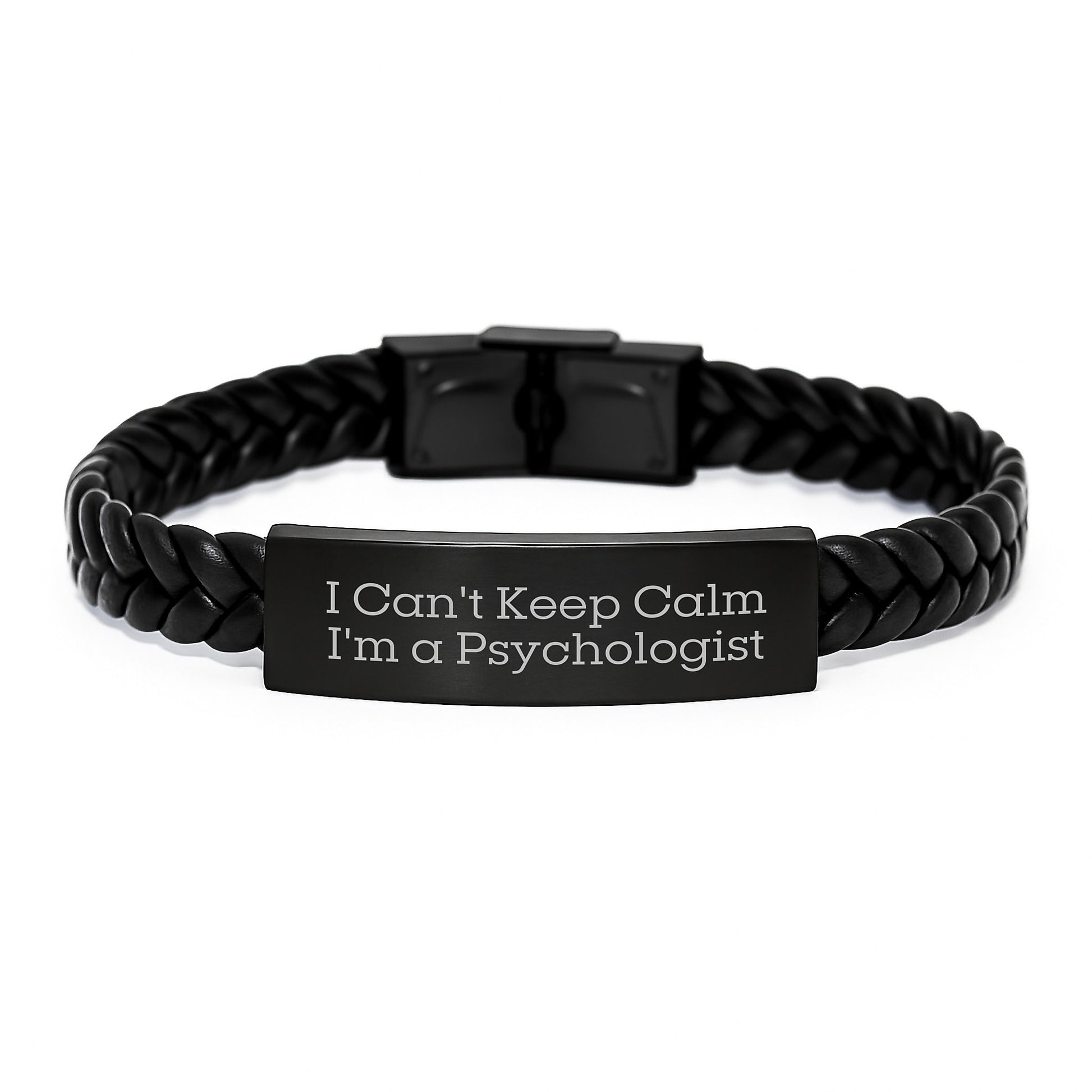 Funny Gifts for Psychologist from Friends, I Can't Keep Calm I'm A Psychologist Interlaced Leather Bracelet for Christmas Unique Gifts - Image 1