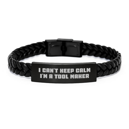 Funny Tool Maker Gifts from Friends to Tool Maker, Interlaced Leather Bracelet for Tool Maker, Christmas Unique Gifts for Men - Image 1