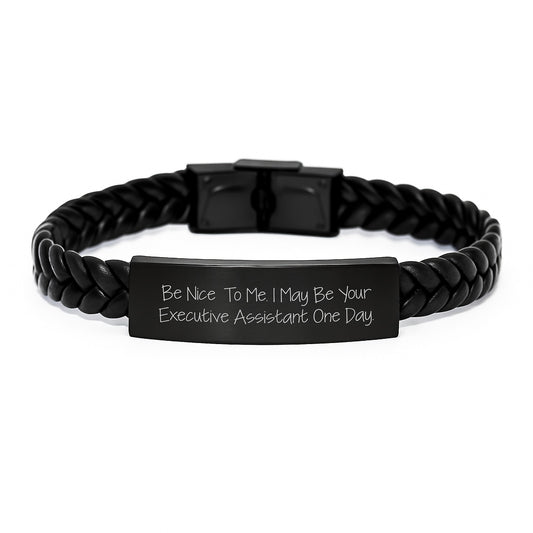 Executive Assistant Gifts, Funny Quote Interlaced Leather Bracelet, Gifts from Friends to Executive Assistant, Perfect Graduation Unique Gifts for Men Women - Image 1
